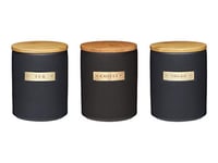 MasterClass Tea, Coffee, Sugar Kitchen Storage Canisters, Airtight, Stoneware and Brass-Effect