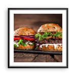 Affiche Poster 50x50cm Tableaux Image Américain hamburger nourriture barbecue