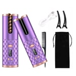 3X(USB Automatic Curling Iron Cordless Auto Hair Curler Wireless Auto Curler