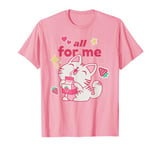 Kawaii Cat Drinking Strawberry Milk Cute Cartoon Aesthetic T-Shirt