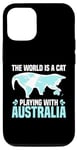 Coque pour iPhone 12/12 Pro Le monde est un chat qui joue avec l'Australie World Map Traveler