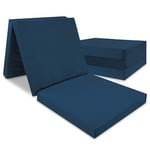 Totsy Baby Matelas pour lit d'appoint Matelas Pliant 195 x 65 cm - Matelas d'appoint Pliable Matelas Pliant avec Housse écologique Amovible Matelas de Sol Velours Bleu Marine