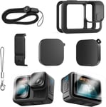 Go Pro Hero13/Hero 12/Hero11/Hero 10/Hero 9,en silicone,accessoire GoPro avec couvercle côté batterie,bouchon d'objectif,films de protection d'écran et cordon (2409281425).[W310]