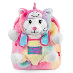 PERLETTI Sac à Dos Licorne Kawaii pour Fillette 3 4 5 6 Ans - Sac roulettes Sport avec Peluche Chaton Chat Amovible Fille Enfant École Maternelle - Sac de Voyage Doux (Sac à Dos)