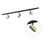 Jeana - Système sur rail spot luminaire plafond, plafonnier compatible pour led - 3 lumière - l 100 cm - Noir et Or - Moderne - éclairage intérieur