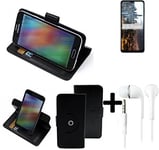 For Samsung Galaxy M32 5G protective case + EARPHONES black cover bag wallet fli