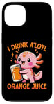 Coque pour iPhone 13 Je bois du jus d'orange A'lotl Funny Axolotl Kawaii