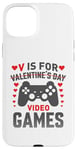 Coque pour iPhone 15 Plus V est pour les jeux vidéo, la Saint-Valentin, Funny Gamer, pour hommes et garçons