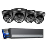 ANNKE E200 Home Security Camera System, 3K Lite 5-in-1 H.265+ 8CH eDVR with 1TB eSSD and (4) HD 1080P CCTV Dome Cameras, Human & Vehicle Detection, Smart Playback, Instant email Alert