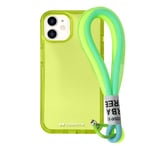 case&me Coque avec Cordon Urban pour iPhone 11, Cordon Multi-usages Amovible, Coque Transparente colorée, Coque Fashion, Jaune