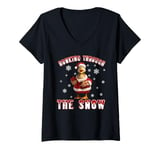 Womens Retro Funny Goose Christmas Honking through the snow ltsp V-Neck T-Shirt