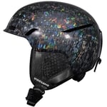 Odoland Casque de Ski, Casque de Snowboard Noir Fantaisie, Casque de Ski avec Cache-Oreilles Anti-Choc pour Adult et Jeune, Casque de Neige Compatible avec Masque de Ski, Sécurité Certifiée, Noir