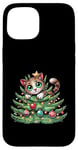 Coque pour iPhone 15 Arbre de Noël mignon Père Noël chat dessin animé