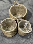 The Family House Plant Round Seagrass Basket Set of 3 Natural Beige