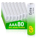 AAA Batteries 80 Pack Triple Aaa Batteries 1.5V Micro Mini Penlite LR03 by GP Batteries Extra Alkaline Batteries Suitable for everyday use in a variety of devices with 10 year shelfe life