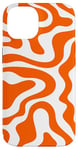 Coque pour iPhone 14 Simple abstrait orange et blanc ondulé tourbillon