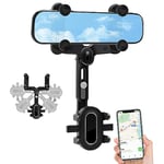 Sweetone Support Téléphone Voiture Rétroviseur, Porte Téléphone Voiture Rotatif à 360° Flexible Support Telephone de Voiture Rétractable pour Smartphone de 4 à 7 Pouce