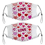 Nuberyl Love and Romance Happy Valentine Day Pack de 2 Protection Contre la poussière Matériau réutilisable Masque Facial Bandana Balaclava Écharpe avec 4 filtres pour Enfants Enfants