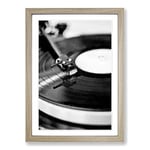 Big Box Art Vinyl Record Player Framed Wall Art Picture Print Ready to Hang, Oak A2 (62 x 45 cm)