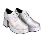 Fancy Dress Mens 70s 80s Party Platform White Silver Gold Shoes