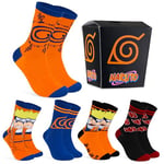 Naruto Chaussettes Homme Fantaisie Coffret 5 Paires Chaussettes Humour Idée Cadeau Homme Ado Anime Manga Taille 40-46