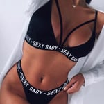 Kvinnors sexiga underkläder hängslen bh bikini & trosor nattkläder black 2XL