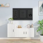 Ensemble de meubles tv 2 pcs Blanc Bois d'ingénierie The Living Store Blanc