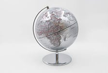 Mascagni 20A O451 Globe Terrestre décoratif-Mappemonde-Base en métal Couleur Argent, 25cm