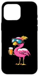 Coque pour iPhone 16 Pro Max Flamant rose amusant avec bière | BD Apres Ski