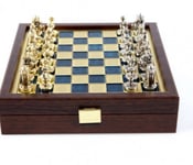 Byzantine Empire Metal Chess Set With 20cm Wooden Chessboard/Box Manopoulos