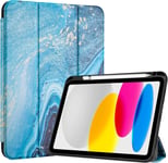 Procase ¿¿Tui Pour Ipad 10e G¿¿N¿¿Ration 2022 10,9"" Avec Porte-Stylo, Smart Case Cover Antichoc Avec Coque Arri¿¿Re Transparente Housse De Protection Compatible Avec Ipad 10¿¿Me G¿¿N¿¿Ration - Sable Bleu