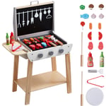 VEVOR Jouet barbecue grill set, 21 PCS, ensemble de jouet de cuisine en bois pour enfant avec aliments et outils de grillades, jeu de petit chef