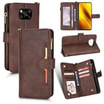 Yhteensopiva Xiaomi Poco X3/ X3 Nfc Flip Case Pu Nahka Magneettinen Card Slots Strap Käsilaukun kanssa