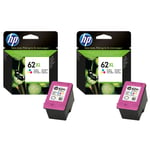 2x Original HP 62XL Colour Ink Cartridges For ENVY 5544 Inkjet Printer