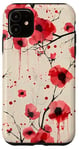 Coque pour iPhone 11 Rose minimaliste floral sanglant rouge sang éclaboussure Halloween