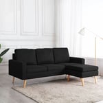 Canapé fixe 3 places Canapé scandinave Sofa avec repose-pied Noir Tissu 95144