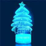 WJ 3D Julgran Nattljus Bordslampa Skrivbord Optisk Illusion Lampor 7 Färgförändrande Ljus LED Bordslampa Jul Hem Kärlek Födelsedag Barn Dekor Leksak Present