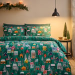 Catherine Lansfield Christmas Festive Bedding Set - Kingsize Green