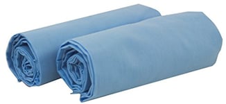 Lot de 2 draps housse pour lit de 60 x 120 cm, couleur bleu fabriqué en espagne