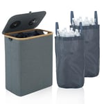 ROSOS Recycling Bin for Kitchen, 150L Extra Large Recycling bin with Lid, Indoor Home Recycle Bins with Removable Reusable Inner Bag, Recycling Bin for Bottles Cans Plastice Cartons, Grey