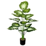 AIVORIUY Plantes Artificielles Interieur Exterieur Arbres Artificiel en Plastique Pot, Fausse Plante Verte pour la Décoration de la Maison Bureau Salon Balcon Cour Jardin 75cm Blanc Vert Palm