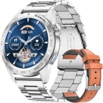 Montre Connectée Homme Avec Appels Bluetooth 5.0, Montre Intelligente 1.32"" Couleur Ecran Tactile Avec Fréquence Cardiaque Moniteur Sommeil,Acier Inoxydable Smart Watch Pour Ios Android Argent