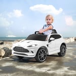 Aston martin dbx voiture electrique 12v enfants avec télécommande 2,4g véhicule moderne avec lumières led et musique pour 3-8 ans blanc