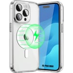 Coque Pour Iphone 15 Pro Max - Transparent Antichoc Avec Cercle Magnétique Et Protection Caméra Arrière Verre Trempé - Booling