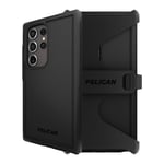 Pelican Voyager - Samsung Galaxy S24 Ultra Case [6.8”] [18ft MIL-STD Drop Protection] [Wireless Charging] Rugged Phone Case for Samsung Galaxy S24 Ultra w/Belt Clip Holster Stand -Anti Scratch - Black