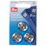 Prym Sew-On Snap Fasteners, 21mm, Pack of 3