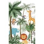 Papier peint intissé 250 cm X 150 cm, illustration forêt tropicale, animaux de la jungle, panoramique pour chambre d'enfant.