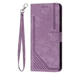 Wallet Case Compatible for Redmi Note 12 5G/Xiaomi Poco X5 5G | Skin Feel Solid Color PU Leather Magnetic Protective Folio Cover | Card Holder Stand Function Wrist Strap Flip Case | Purple