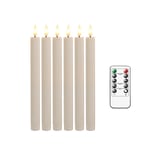 6 st jul-, alla hjärtans dag- och bröllopsvågmunnar fjärrkontroll lång stång elektroniskt ljus Vertical stripes beige candle warm light 25.5cm