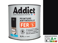 Peinture fer glycéro antirouille noir mat 0.5L ral 9005 ADDICT décoration protec